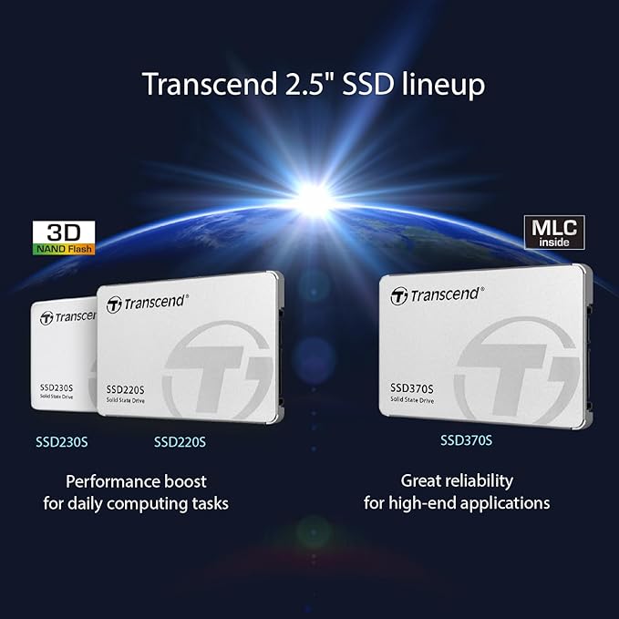 Transcend SSD230 1TB 2.5" SATA III 6Gb/s Internal SSD with DRAM, Up to 560MB/s, for PS4/ PCs/Laptops, Desktops/Notebooks, 3D TLC Internal Solid State Drive with SLC Cache, RAID Engine, LDPC Coding