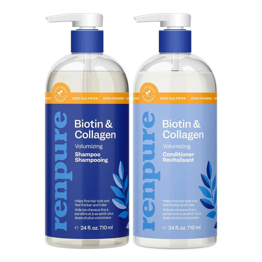 Renpure Biotin & Collagen Thickening Shampoo and Conditioner Set, 24oz