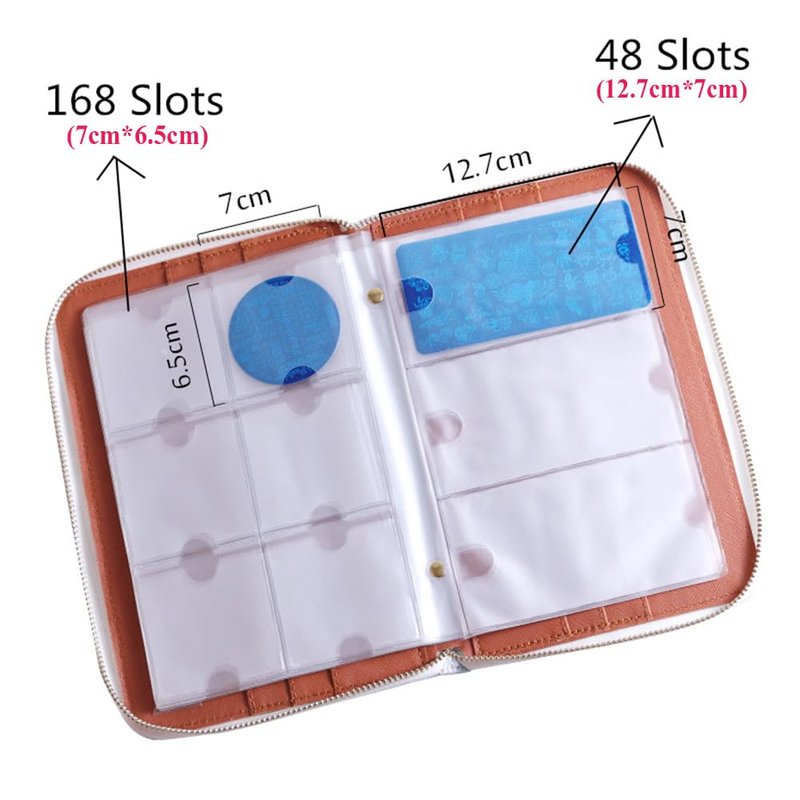 216 Slots Nail Stamping Plate Organizer Binder Black Laser Design Nail Stamp Plate Holder Book Round Square Rectangular Stamping Plates Storage Organizer 1pcs Empty Nails Art Stamp Template Case Bag