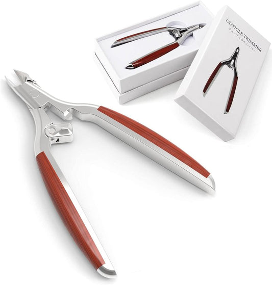 Professional Cuticle Nippers - Luxurious Wooden Handle Cuticle Trimmer | Stainless Steel for Manicure & Pedicure