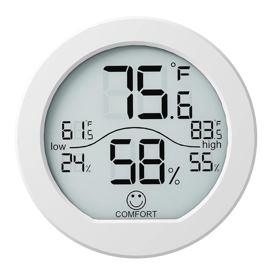 SECRUI Digital Hygrometer Thermometer - Accurate Indoor Humidity & Temperature Meter | LCD Display, White