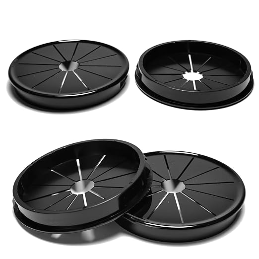 BOPOREAE 4 Pcs Cable Grommet, Snap Bushing 3-1/8" (80 mm) Mounting Diameter, Flexible Petal-Shaped Buckle Round Nylon Desk Grommet for Wires Through Countertop Cord Organizer and Protection, Black