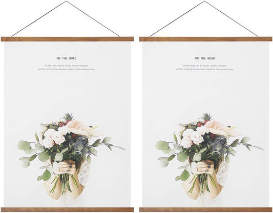 Miaowater Magnetic Wooden Poster Frames - 2 Pack for 10x14, 10x20, 10x13 Art Displays | Teak Wood Finish
