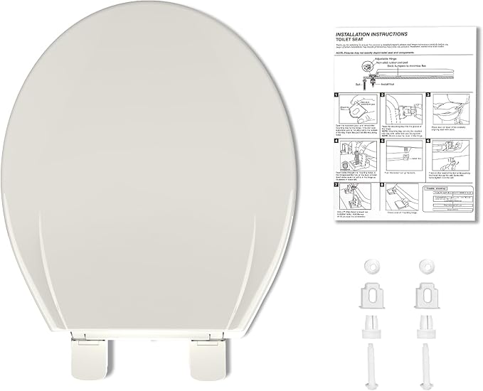 Slow Close & Quiet Commercial Toilet Seat 17" Round â Quick-Release Hinges, Durable Polypropylene, Grip-Tight Bumpers, Mark-Resistant, Soft Close Lid, Easy Install & Clean, for Business