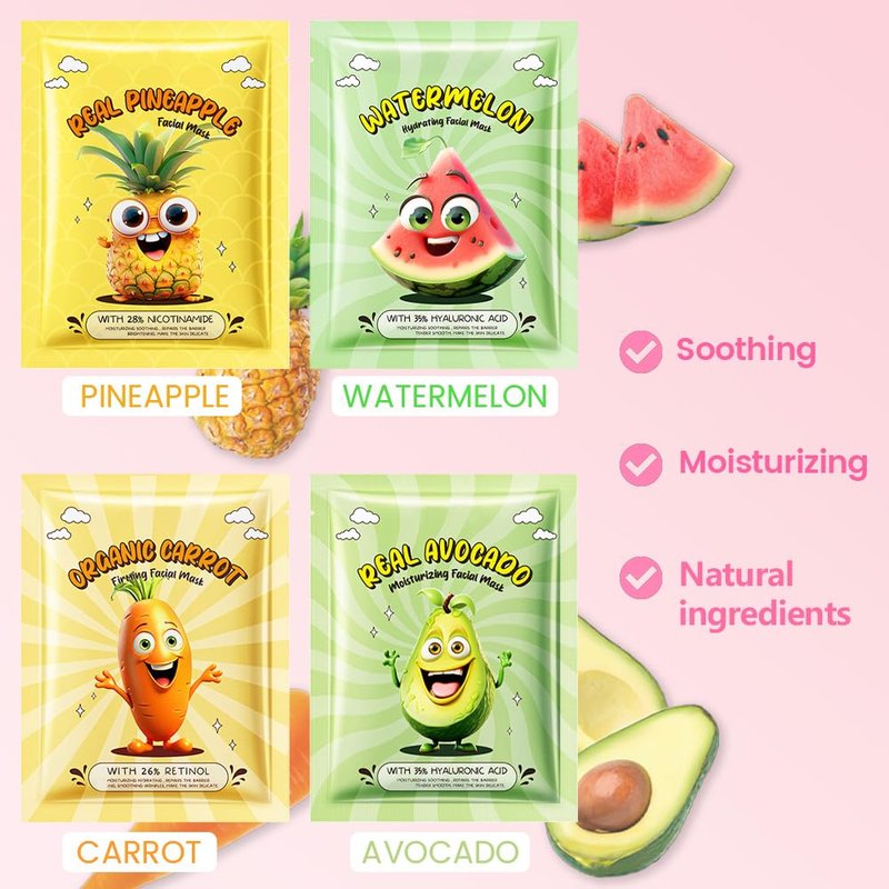 Kids Face Masks - 40 Pack Bulk Spa Day Kit | Moisturizing Sheet Masks for All Skin Types