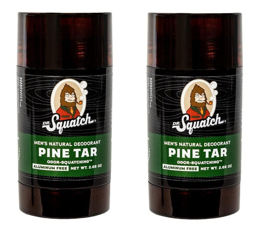 Dr. Squatch Natural Deodorant for Men – Odor-Squatching Men's Deodorant Aluminum Free - Pine Tar 2.65 oz (2 Pack)
