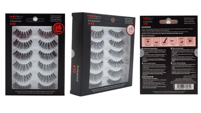 False Eyelashes #43 - Red Cherry Professional Quality | 6 Pairs for Stunning Volume