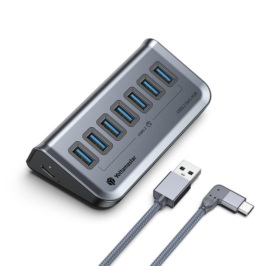 Yottamaster 7 Port USB 3.0 Hub, Data USB Hub Splitter with 3.2ft Cable Compatible with MacBook, Mac Pro, Compatible with Mac mini, iMac, Laptop, PC, USB Flash Drives, Mobile HDD, Printer (3.2ft)