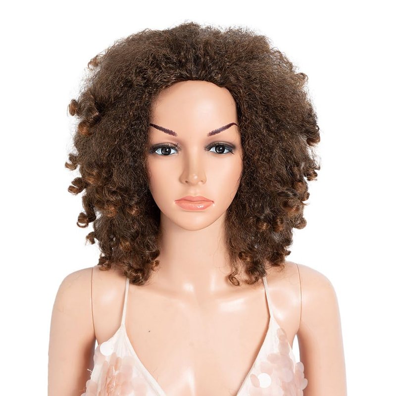 3-in-1 Magic Drawstring Half Wig - 14" Short Afro-Textured Synthetic Hair | Dark Brown, No Glue, No Sew, Ponytail & Bun Styler
