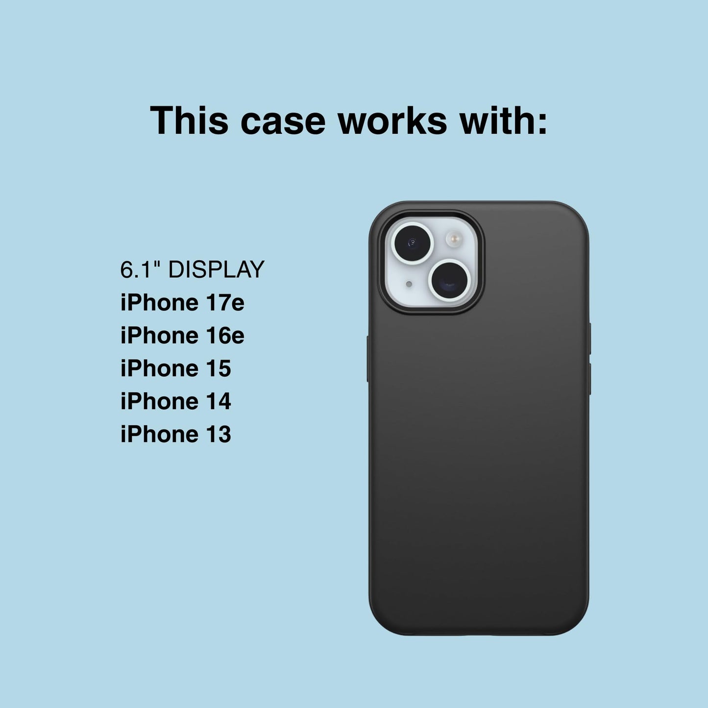 OtterBox iPhone 16e, 15, 14, & 13 Symmetry Series Case - Black, Snaps to MagSafe, Ultra-Sleek, Raised Edges Protect Camera & Screen