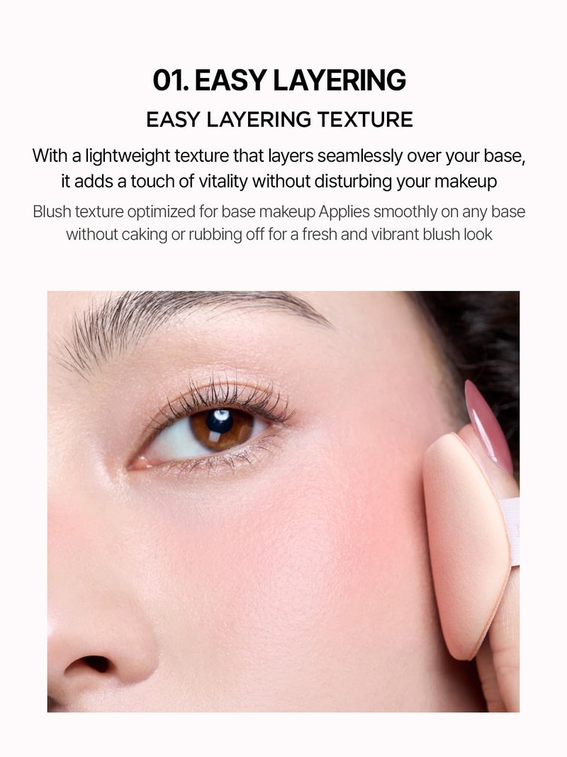 JUNG SAEM MOOL Artist Cushion Blush | Easy to Blend with Puff, Buildable Liquid Blush for Cheeks with a Natural & Matte Finish, Korean Makeup (Blur | Merry Pink)