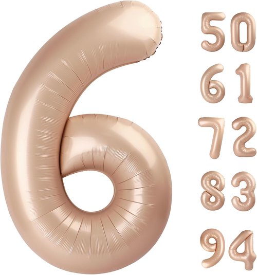 Light Brown 6 Balloon | 40-Inch Tan Number Balloon for Beige Birthday Decorations