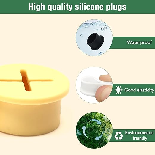 EASYEAH 10Pcs Desk Grommet, 1" (25mm) Yellow Silicone Cord Hole Cover, Flexible Rubber Wire Grommets, Wall Grommets for Cables Management, Table, Countertop, Cabinets and Furnitures Wire Organizer