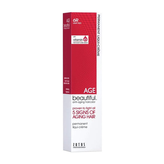 AGE beautiful Permanent Hair Dye 6R Light Red - Light Red / Bright Red Hair Color Cream with 100% Gray Coverage, Anti-Aging Biotin Formula for Thicker, Fuller Hair, Professional Salon Quality
