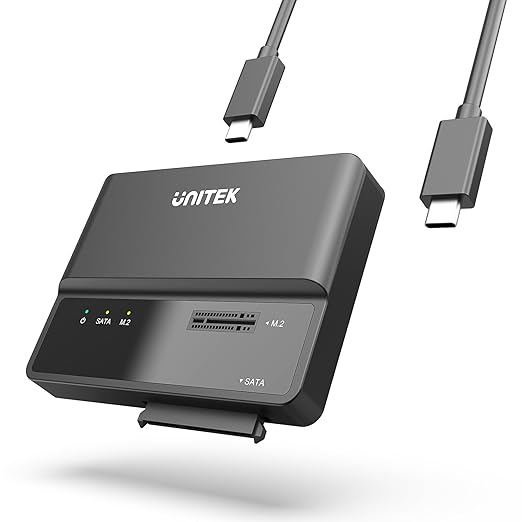 Unitek M.2 NVME SATA SSD Enclosure-2 in 1 Tool-Free Portable 10Gbps NVMe PCI-E M.2 and SATA SSD External Adapter USB 3.2 Hard Drive Reader for 2230/2242/2260/2280 NVMe and 2.5" /3.5" SSD