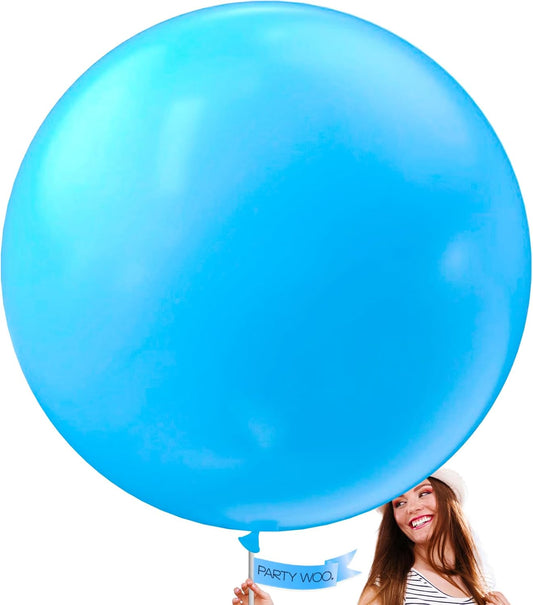 PartyWoo Light Blue Balloons - 36 Inch Pastel Latex Helium Balloons for Baby Shower & Birthday Celebrations