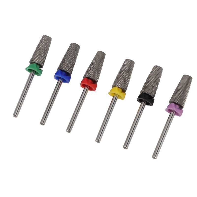 6pcs 5 in 1 Nail Drill Bits Sets, 3/32 Inch Tungsten Steel Electric Nail File Acrylic Gel Nail Bit Kit, Fast Removal High Strength for Acrylic Gel Nails Manicure Pedicure