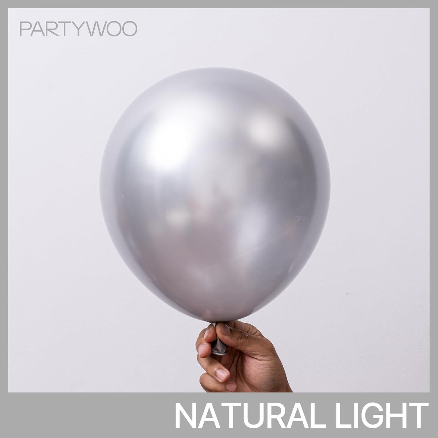 PartyWoo Metallic Silver Balloons - 127-Piece Pack in Various Sizes for Birthday & Graduation Decor