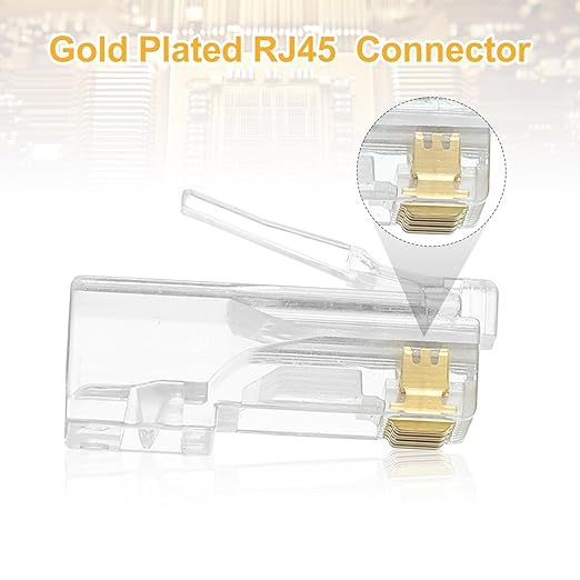 MECCANIXITY 30pcs Cat6 RJ45 Pass Through Connectors, RJ45 Connector 8P8C Gold Plated Plugs with 30pcs Black Strain Relief Boots for Solid or Stranded UTP Ethernet Cable, 1.1mm