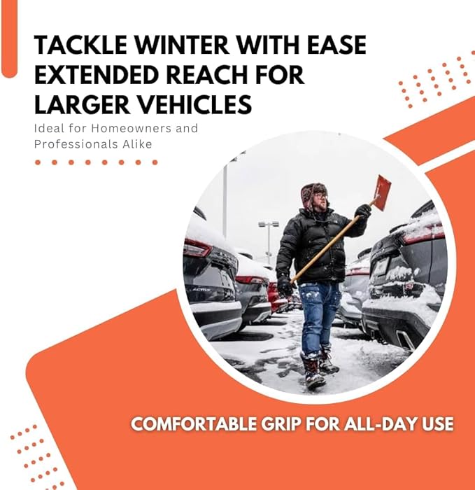 Snow Rake/Snow Broom with Pole - 48â Pole with 18" Head. - Auto Dealer Quality Shuttsco USA! #105 Commercial Grade