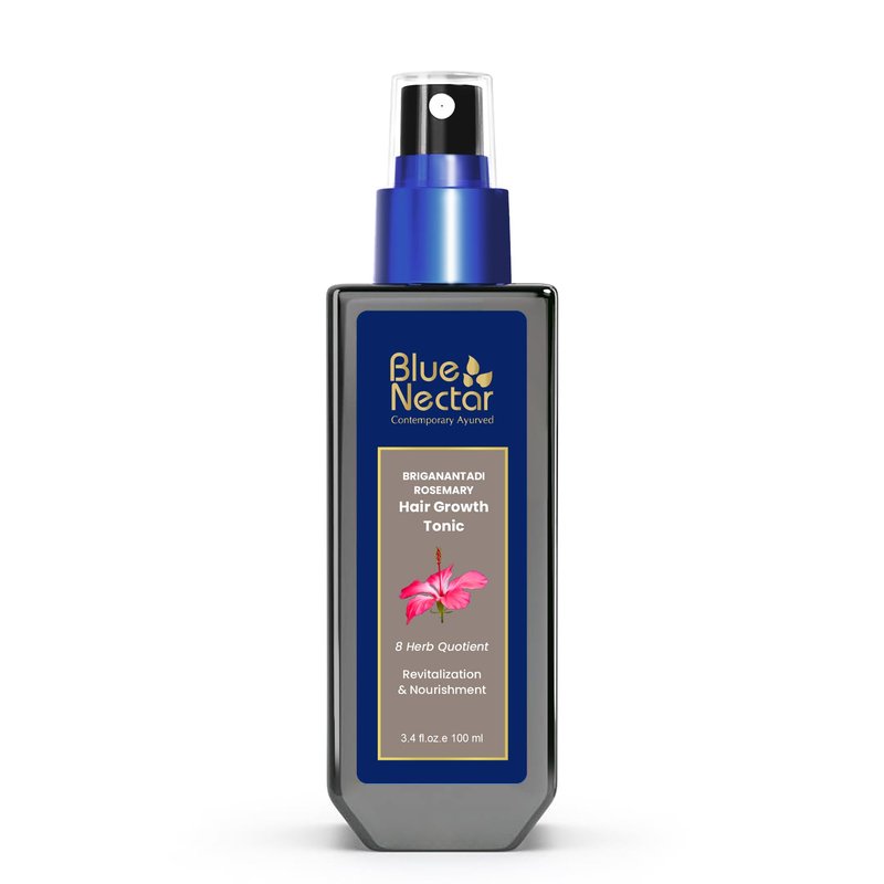 Blue Nectar Hair Growth Serum with Rosemary Oil for Hair Growth | Ayurvedic Hair Tonic Spray (8 Herbs, 3.38 Fl Oz)