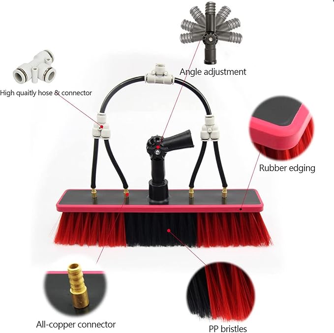 Telescopic Cleaning Brush, Multi-Purpose Water Spray Brush, Solar Panel Cleaning Equipment, Telescopic Hydrocleaner, 3.6m-10.8m, Roof Cleaning Tools Window Cleaner Kit,24ft/7.2m-35cmBrushhead
