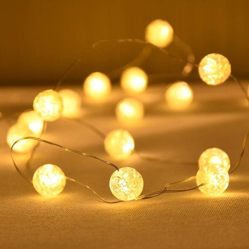 Grandhome Globe String Lights - 10ft 30 LED Crystal Ball Fairy Lights | Waterproof & Remote Control, Warm White