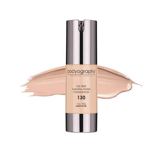 BODYOGRAPHY - NATURAL FINISH Foundation (Light #130): Oil-Free Anti-Aging Salon Natural Finish w/ Vitamin E, C, Antioxidants | Vegan, Gluten-Free, Paraben-Free