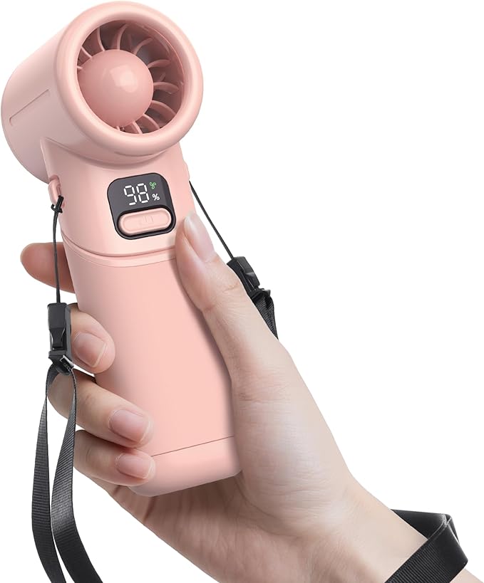 KITWLEMEN AMACOOL Portable Handheld Turbo Fan丨5 Speed Foldable Hand Fans丨Max 20 Hours Runtime丨Rechargeable Mini Pocket Cooling Fan for Travel, Outdoor Activities, Gifts for Women