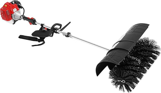 Upgraded Gas Handheld Sweeper, 52CC 2.3HP 2 Stroke Outdoor Power Snow Sweeping Broom with Air Cooled Motor & Blower Lawns Sweeper Machine for Street Farms Driveway Snow