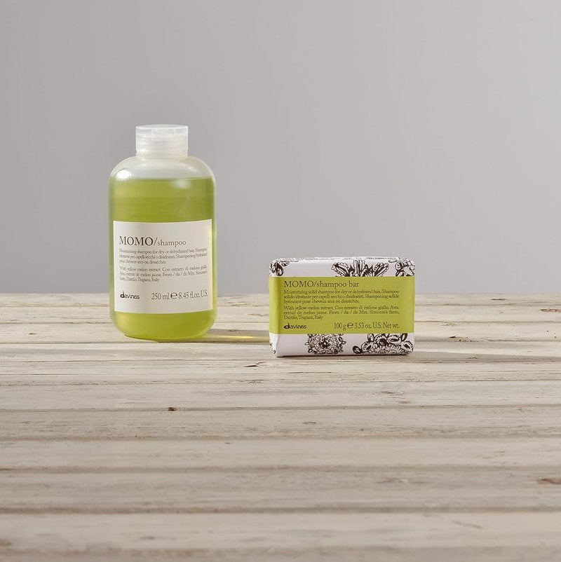 Davines MOMO Shampoo Bar, Practical Compact Solid Texture Turns into Rich Creamy Foam for Dry and Dehydrated Hair - Promoting Lasting Hydration, Softness, and Shine with Melon Extract, 3.53 oz