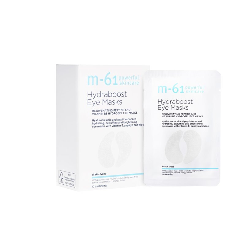 m-61 Hydraboost Eye Masks | Hydrogel Under Eye Patches with Hyaluronic Acid, Peptides, Vitamin E for Puffiness, Dark Circles | Derm & Allergy Tested | Made in South Korea - 10 Treatments