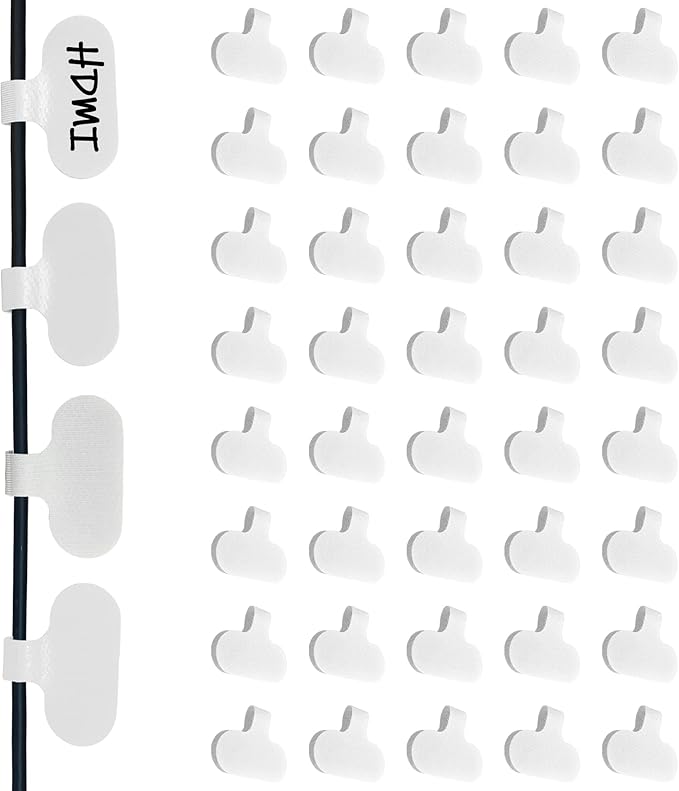 Mr-Label – 40Pcs Reusable Cable Labels– Writable Cable Wraps for Clear Writing- Cord Labels for Classify&Identification–Wire Tags for Cable Management | Electronics Computers(White)