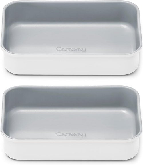 Caraway Nonstick Baking Pan Duo | 9” x 6.5” Deep Ceramic Bakeware - Non-Toxic, PTFE & PFOA Free - White