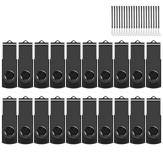 EASTBULL 32GB USB Flash Drive Bulk Thumb Drives 20 Pack with Lanyards USB 2.0 Jump Drive 32GB Memory Sticks Zip Pen Drive for Storage and Backup Black 20PCS