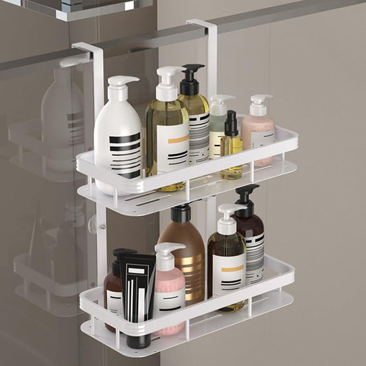White Over Door Shower Caddy - Rustproof 2-Tier Bathroom Organizer | 11.81x5.31 Inch Shelves