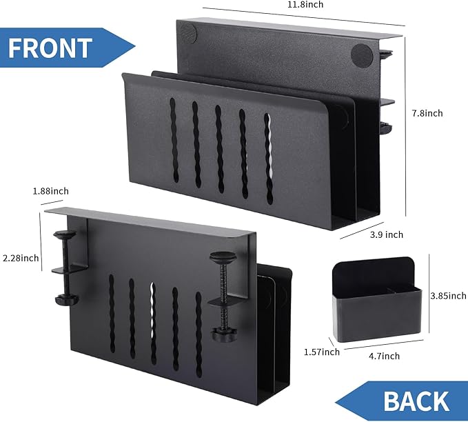 osseph 2 Tier Desk Side Storage Organizer, Under Desk Laptop Holder, No Drill Hanging Desks Caddy for Office & Home, Clamp On Desk Shelf for Tablet, Files, Accessories, Load 30Lbs