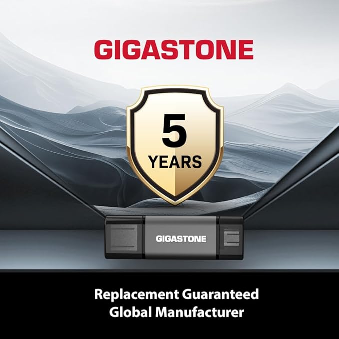 GIGASTONE 256GB Dual USB Flash Drive 2-Pack, USB 3.2 Gen 1, 2-in-1 USB C+A, Speed Up to 100MB/s, Head Cap Design Thumb Drive, Plug & Play for Smartphone/PC/Mac/TV/Car Audio, USB 2.0/3.0/3.1 Compatible