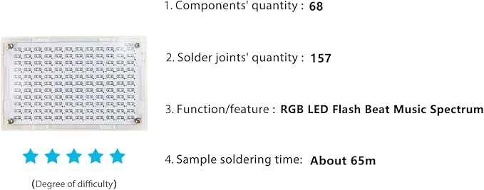 Yidab Soldering Practice Kit DIY RGB Music Spectrum Colorful Multi-pattern Simulate Dynamic Sound Wave Within Speaker SMD Soldering Kit Welding Skills Learn Soldering Kit For Beginners
