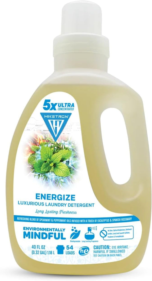 Hiketron Energize Liquid Laundry Detergent, 5x Ultra Concentrated, Tough Stains, Long Lasting Scent (40 Fl Oz, Pack of 1)