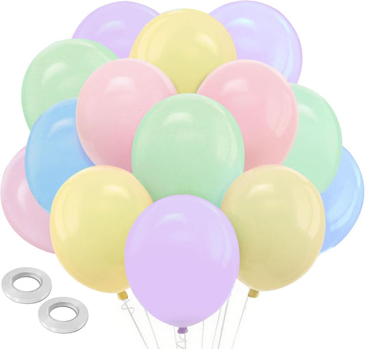 Skiennix 12-Inch Pastel Balloons - 100 Assorted Macaron Latex Party Balloons for Birthday & Baby Shower Decor