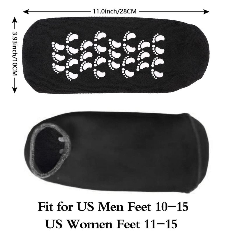 Codream Large Men's Moisturizing Gel Socks Men's Feet Care Ultimate Treatment for Dry Cracked Rough Skin on Feet Pack of 2 Pairs Black US Men 10-15