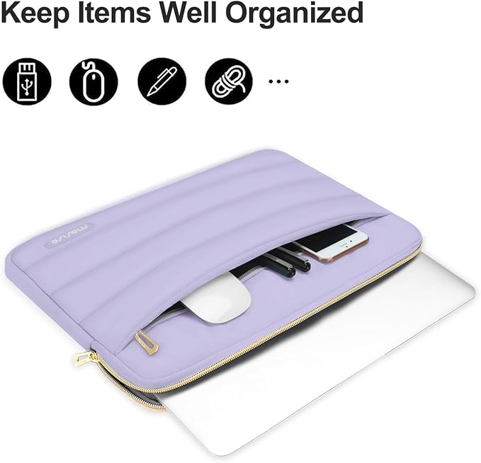 MOSISO Laptop Case 13.3 inch,13-13.3 inch Puffy Laptop Sleeve Compatible with MacBook Neo/Air 13.6 M5 M4 M3 M2 M1/Pro 13/14,HP Dell ASUS Lenovo,Polyester Horizontal Bag with Small Case, Purple