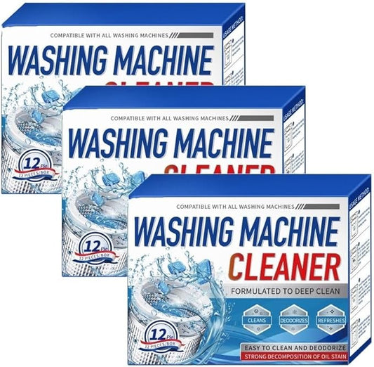 Washing Machine Cleaner Descaler 12 Pack - Deep Cleaning Tablets For HE Front Loader & Top Load Washer, Septic Safe Eco-Friendly Deodorizer, Clean Inside Drum and Laundry Tub Seal - 12 Month Supply(3C