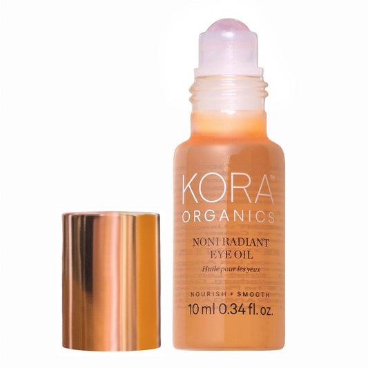 KORA Organics Noni Radiant Eye Oil with Rose Quartz Roller Ball Applicator, Under Eye Roller Serum That Helps Reduce Puffiness, Dark Circles & Wrinkles, Certified Organic, Cruelty Free, 0.34 fl oz