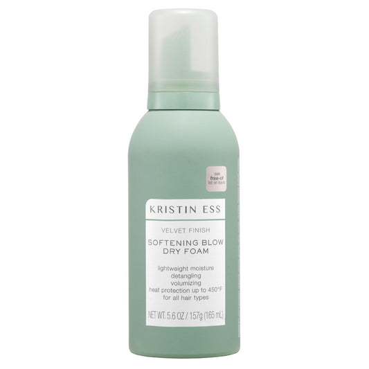 Kristin Ess Heat Protectant Hair Mousse for Women, 4-in-1 Volumizing Styling Foam for Blow Out that Softens, Detangles, Adds Shine and Reduces Frizz for Long Lasting Hairstyle for Fine to Curly Hair