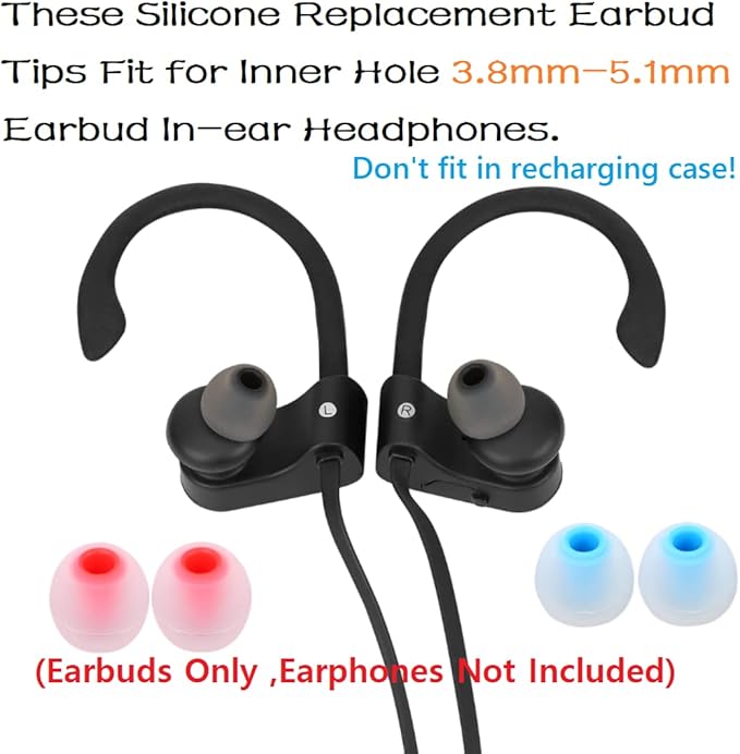 CYADCI 9 Pairs Earbuds Replacement Tips SML, Soft Comfortable Silicone Earbud Tips Fit Most Inner Hole 3.8mm -5.1mm Headphones