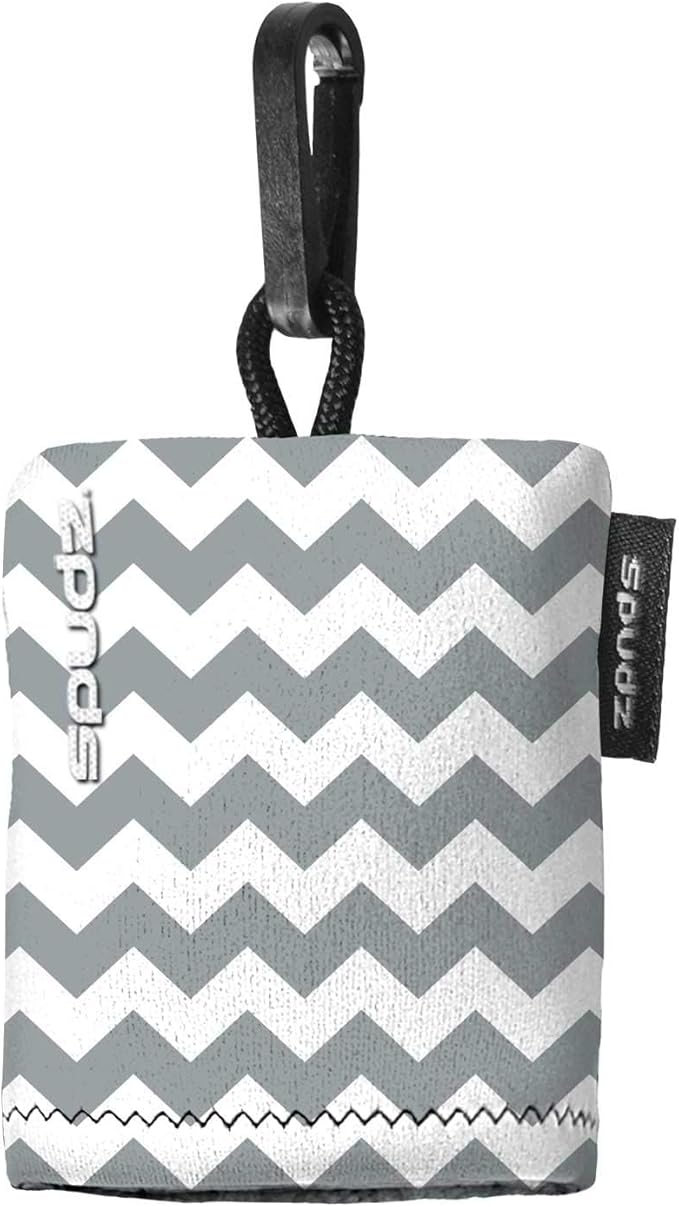 SPUDZ Classic Microfiber Lens Cleaner – Clip-On Pouch, Washable – for Binoculars, Scopes, Glasses, Screens | Classic | Gray Chevron, 6 x 6 Inch (3-Pack)