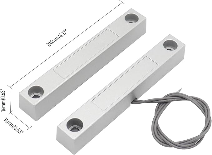FOCMKEAS Magnetic Reed Switch Wired Surface Mount Normally Open/Closed NC/NO Contact Sensor Alarm Magnetic Door Switch with 3 Wires, Zinc Alloy Sliver, MC-58