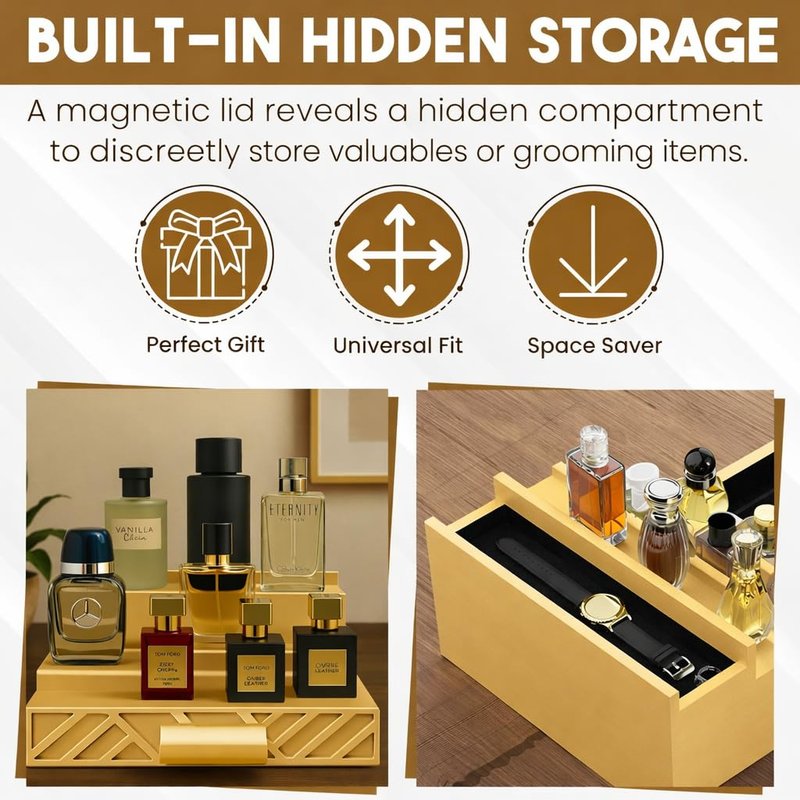 Cologne Organizer for Men - Drawers & Dresser Organizer Countertop - Perfume Holder Stand For Men Organizador De Perfumes - by NovaHavensNest (Black-4 Tier)